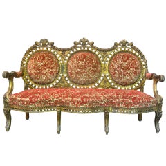 Antique French Giltwood Three-Seater Settee