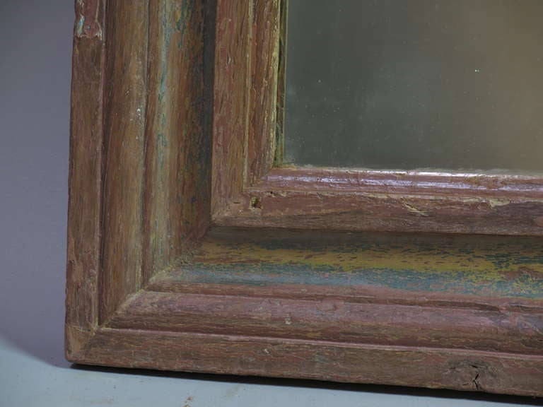 Large 18th Century French Polychrome Oak Mirror For Sale 5