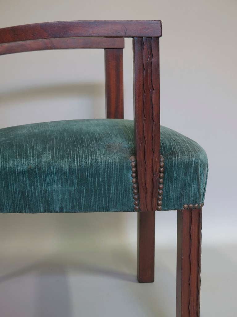 Wood Set of Six Art Deco Armchairs, France, 1930s For Sale