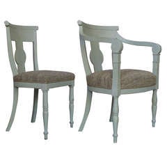 Antique Elegant Set of Eight Gustavian Style Chairs