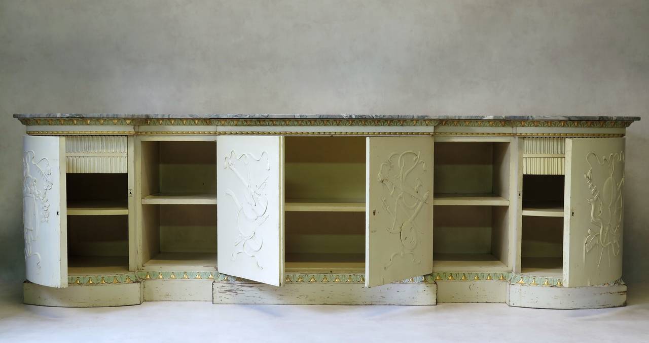 20th Century Large Art-Themed Credenza, Italy, 1940s