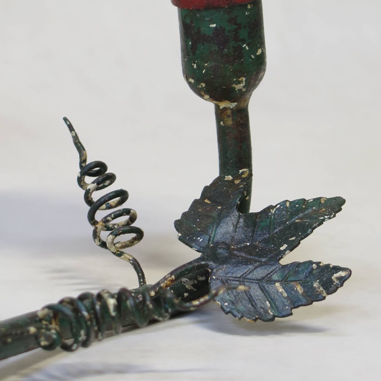 Set of Three Painted Metal Flower Sconces, France, 1930s at 1stdibs