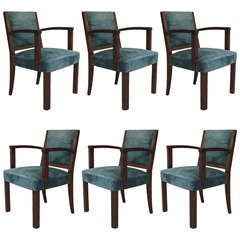 Set of Six Art Deco Armchairs, France, 1930s 9