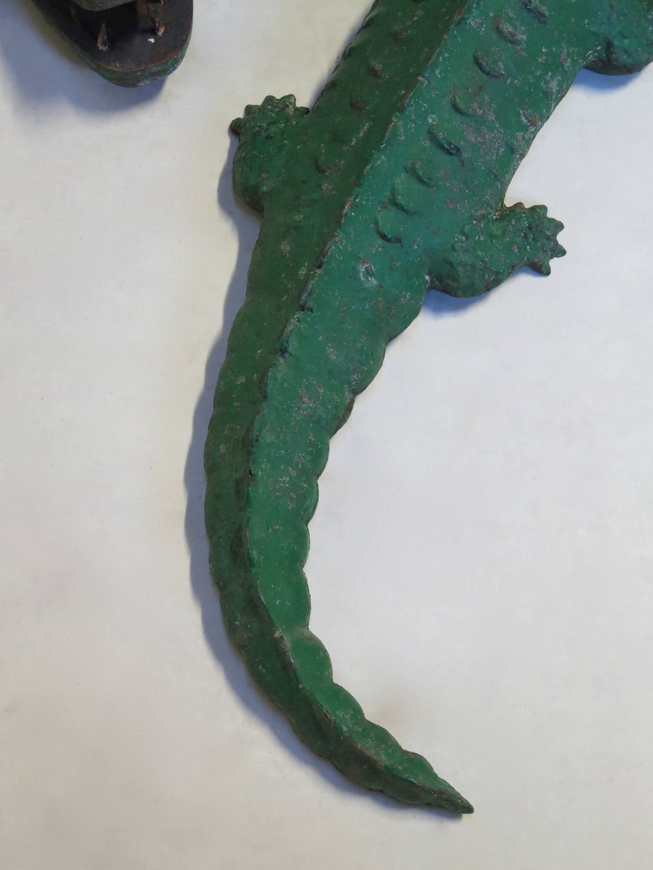 Three Large Painted Cast Iron Crocodiles Sculptures, France, 1950s For Sale 1