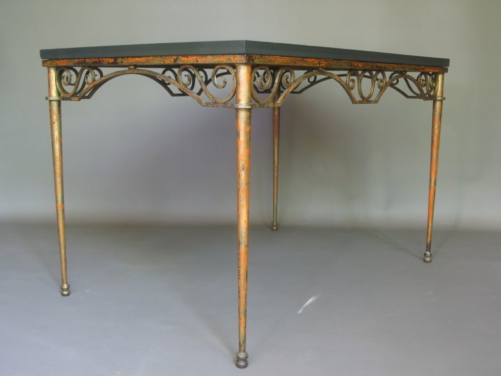 French Wrought Iron and Slate Table