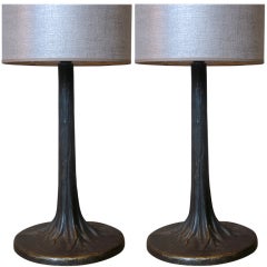 Pair of Bronze Tree Shaped Lamps