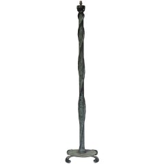 Iron Floor Lamp With Bronze-Like Patina - France, 1940s