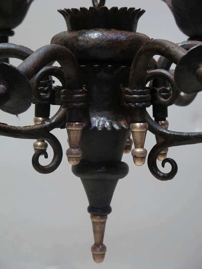 French Wrought Iron Chandelier, France, circa 1900s
