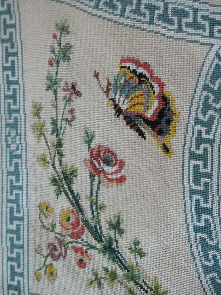 Elegant Directoire Settee Upholstered in Needlepoint 2