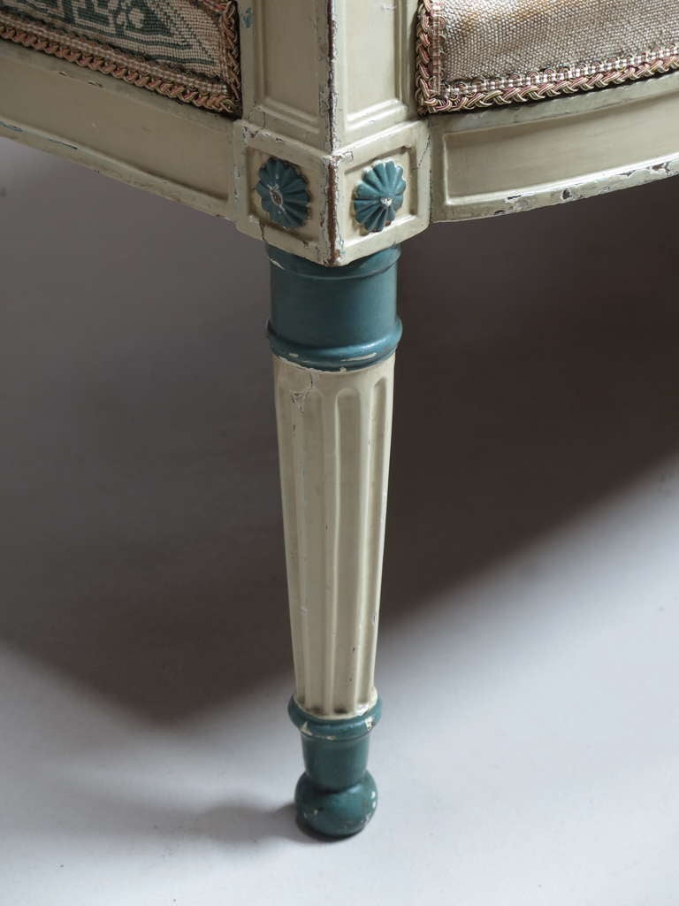 Elegant Directoire Settee Upholstered in Needlepoint 4