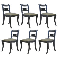 6 Klismos Dining Chairs w. Leather Seats