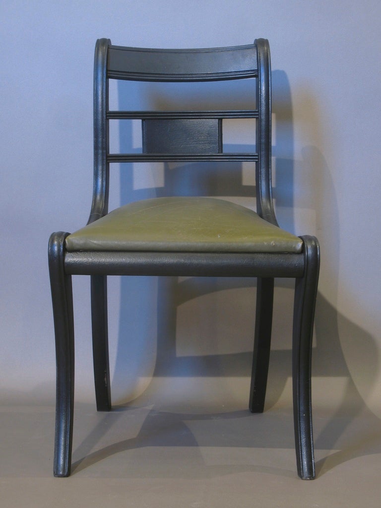 French 6 Klismos Dining Chairs w. Leather Seats