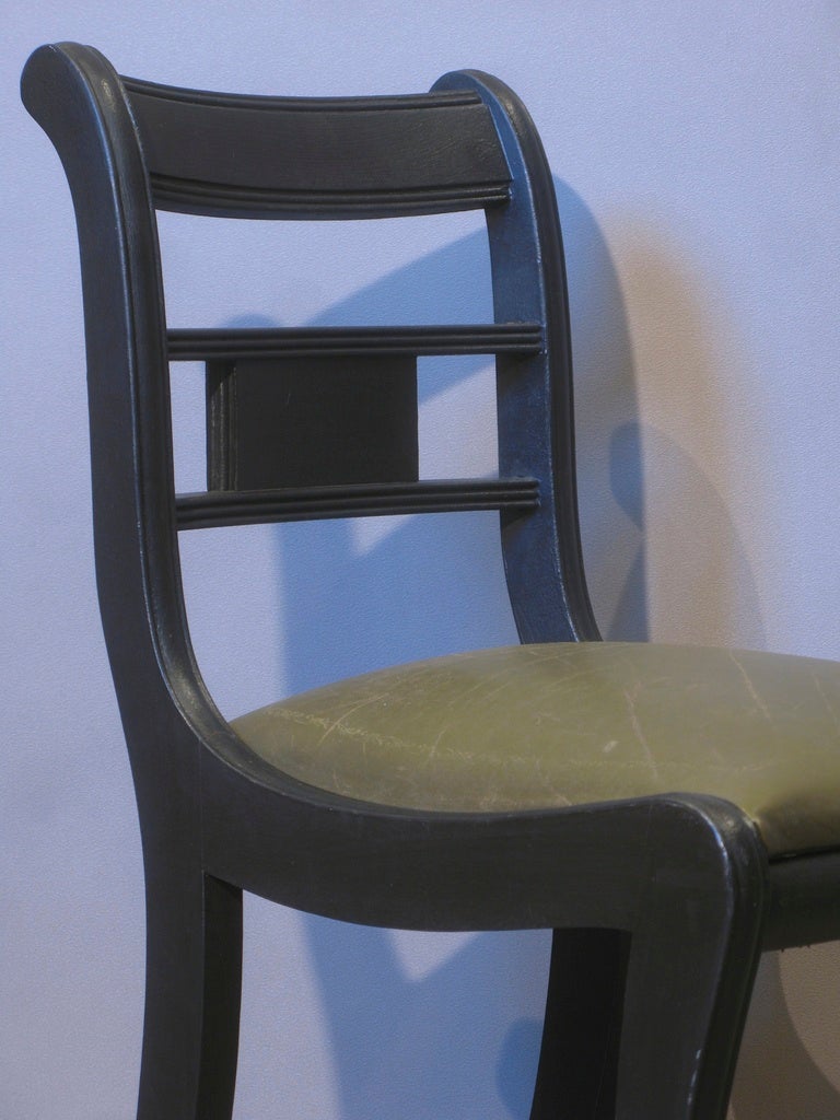 6 Klismos Dining Chairs w. Leather Seats In Good Condition In Isle Sur La Sorgue, Vaucluse