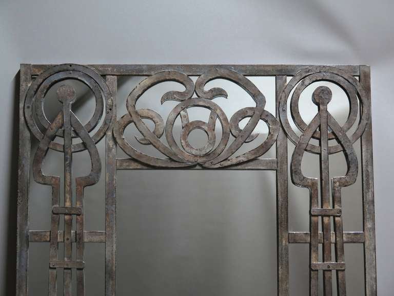 French Tall Pair of Iron Art Nouveau Mirrors, France, 1910s