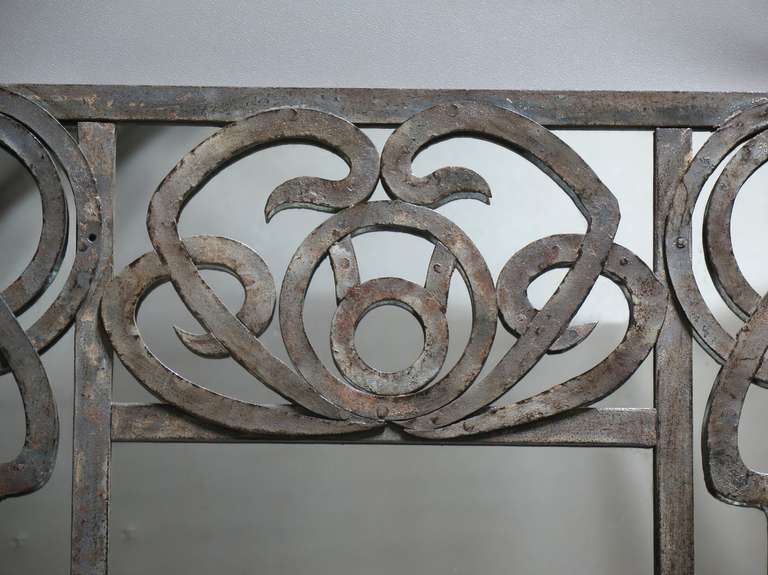 Tall Pair of Iron Art Nouveau Mirrors, France, 1910s In Excellent Condition In Isle Sur La Sorgue, Vaucluse