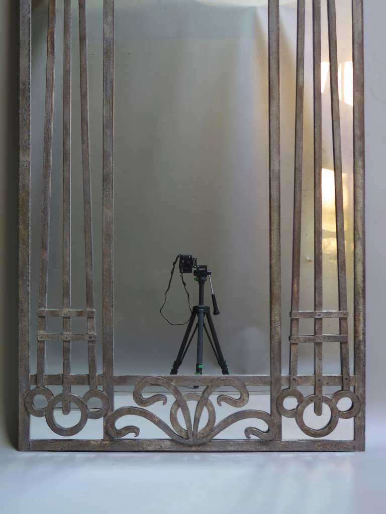 Tall Pair of Iron Art Nouveau Mirrors, France, 1910s 2