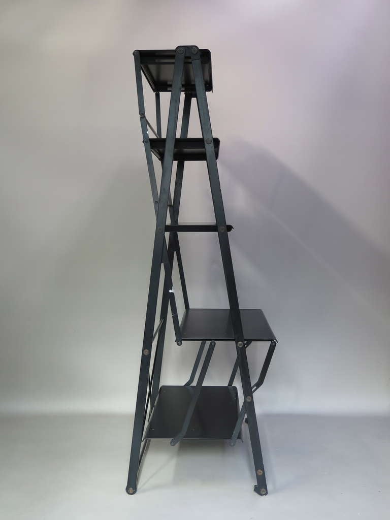 Italian Pair of Tall Folding Aluminium Shelves