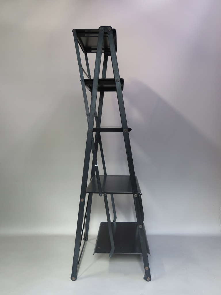 Mid-Century Modern Pair of Tall Folding Aluminium Shelves