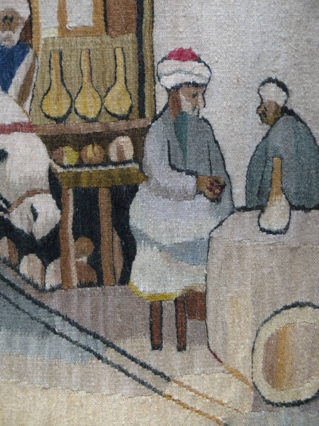 Oriental Tapestry Depicting a Street or Souk Scene For Sale 2