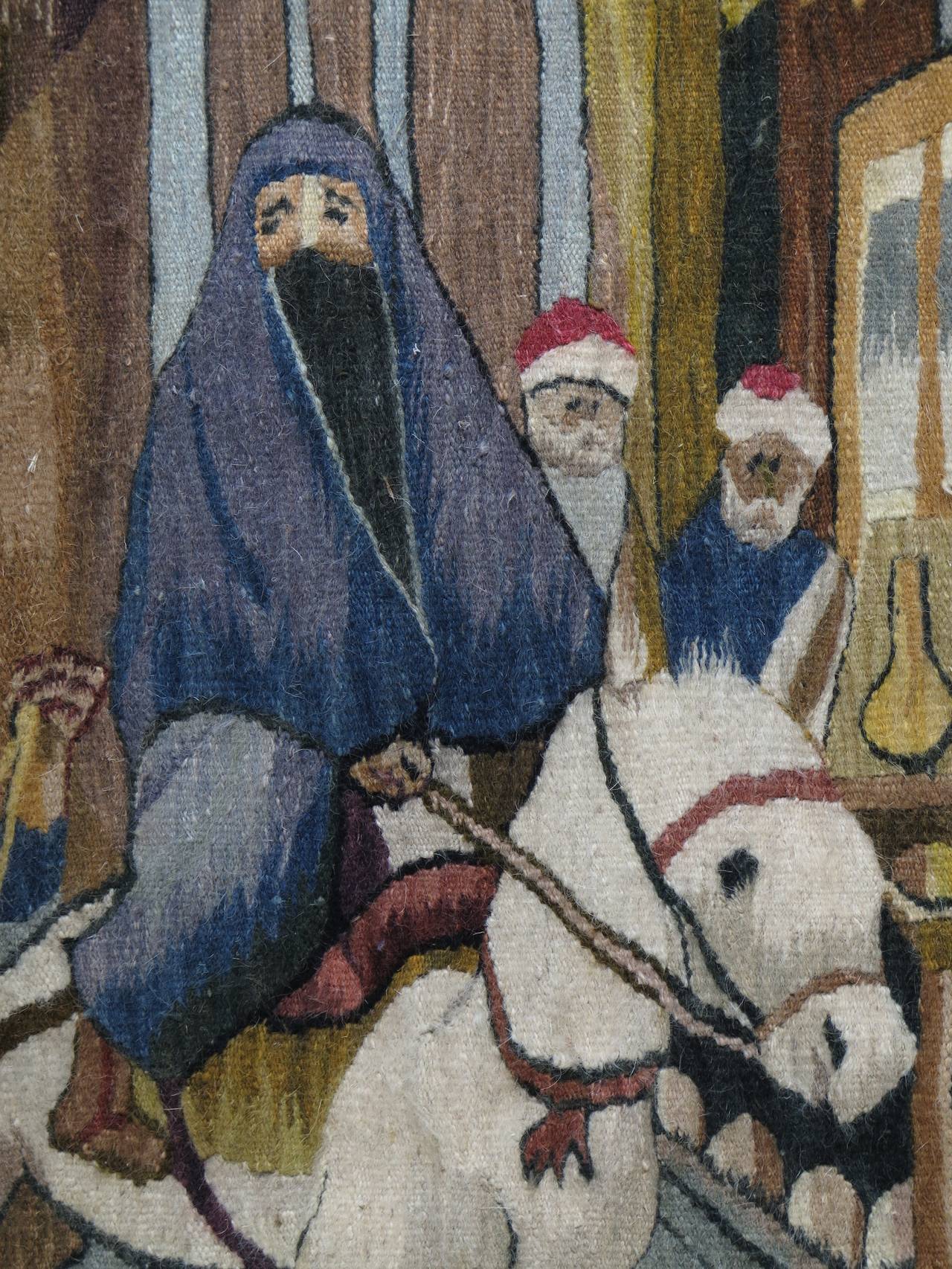 Orientalischer Wandteppich, der eine Straßen- oder Souk-Szene darstellt im Angebot 3