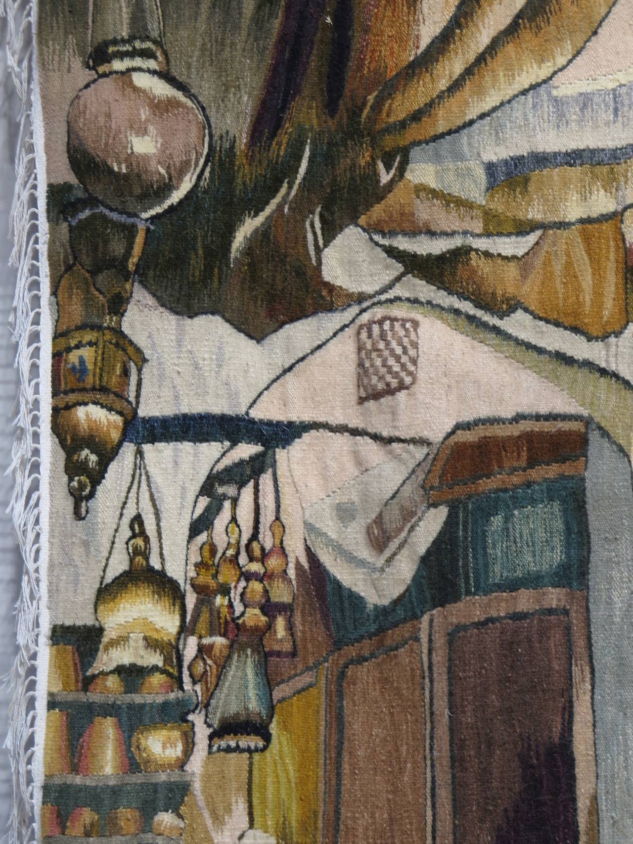 Oriental Tapestry Depicting a Street or Souk Scene For Sale 5