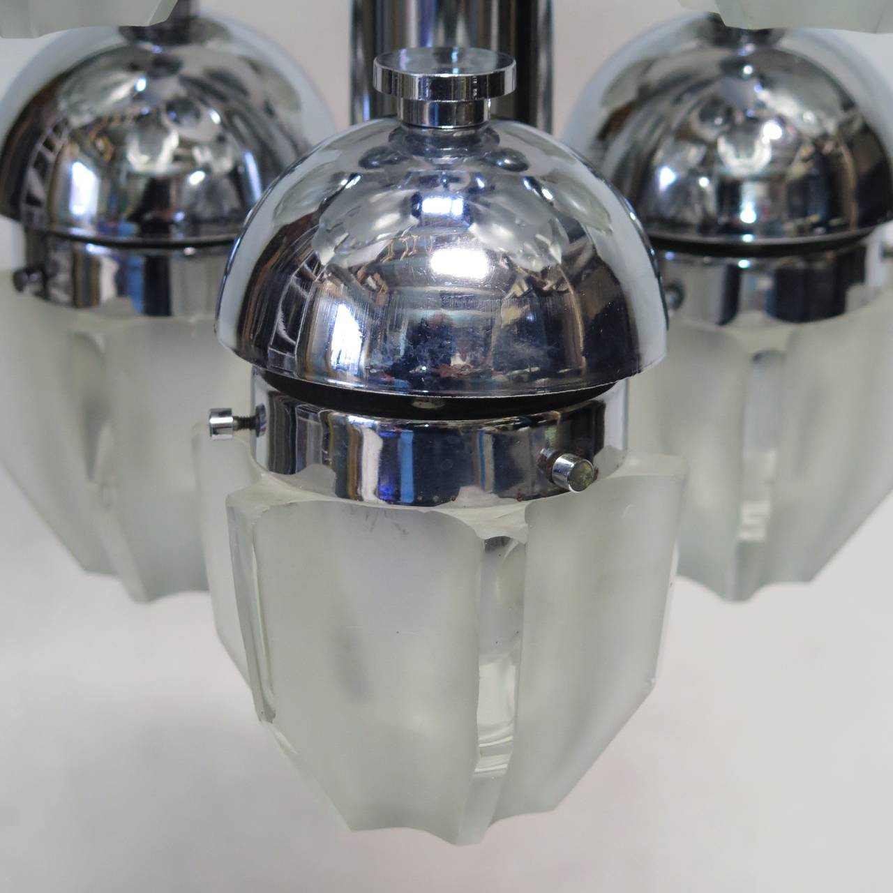 Chrome and Glass Chandelier, France, 1960s For Sale 2