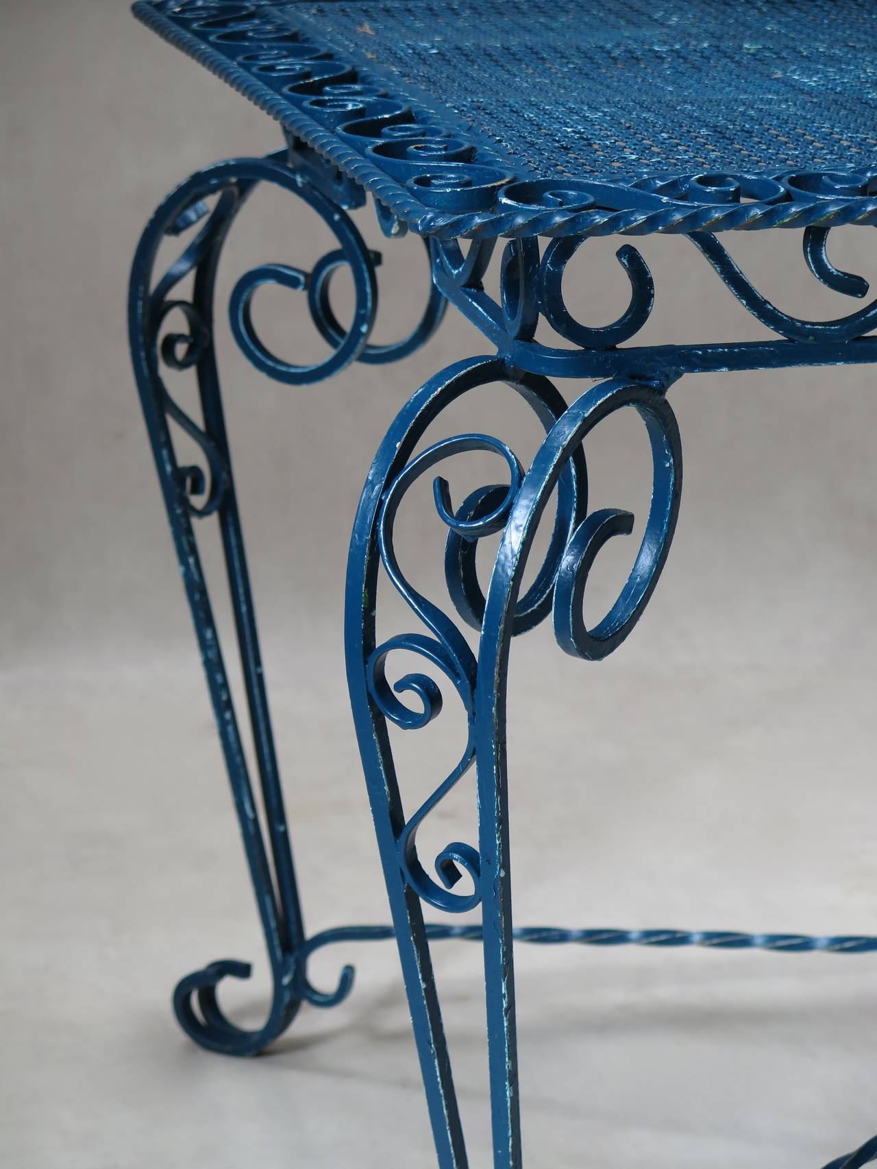 French Wrought Iron Table and Four Armchairs, France, circa 1940s-1950s