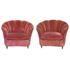 Pair of Italian Scallop-Backed Armchairs