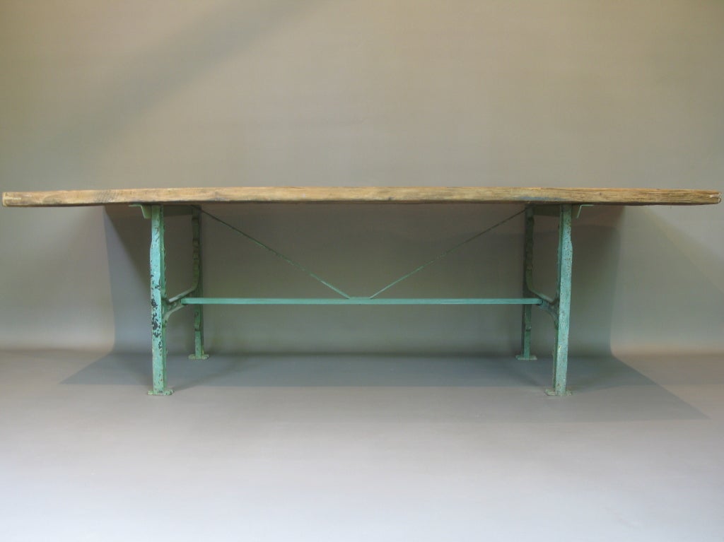 French Work Table with Cast Iron Base