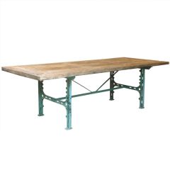 Vintage Work Table with Cast Iron Base