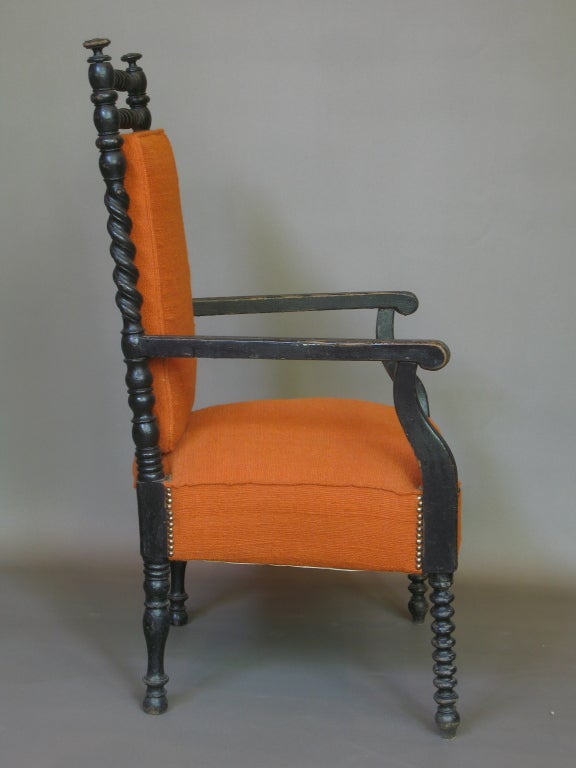 French Napoleon III Ebonized Armchair For Sale 1