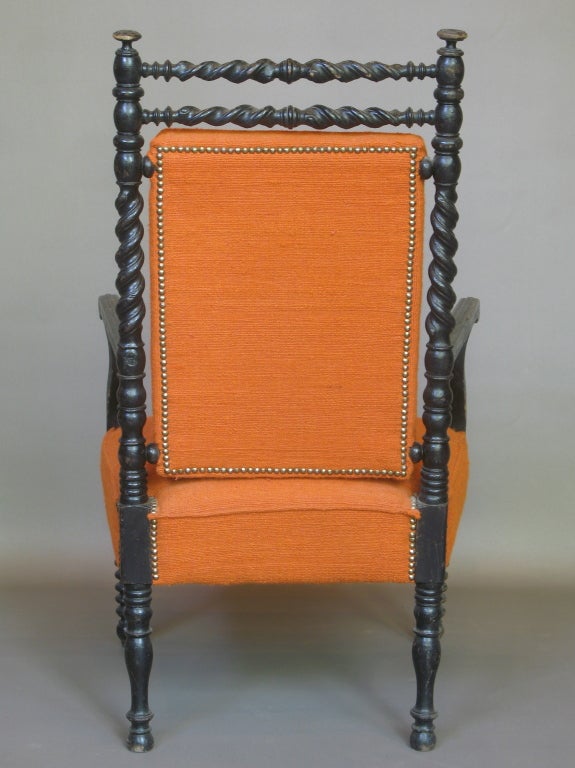 French Napoleon III Ebonized Armchair For Sale 2