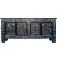 Mid-Century French Four Door Folk Art Enfilade/Credenza