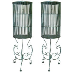 Two Elegant Wrought Iron Parrot Cages, France, 19th Century 12