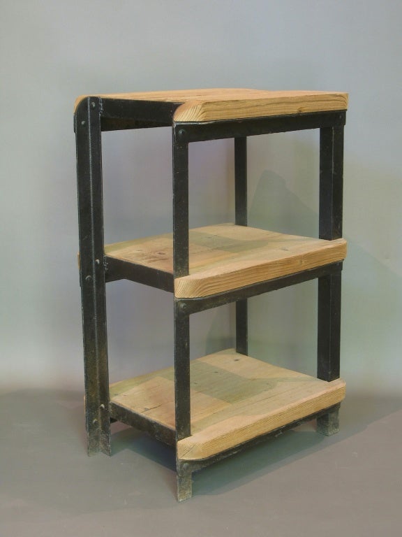 Pair of Wood and Iron Shelves