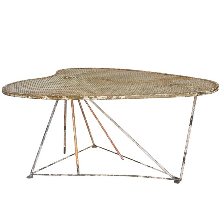 Large French 1950s Palette-Shaped Wrought Iron Dining Table