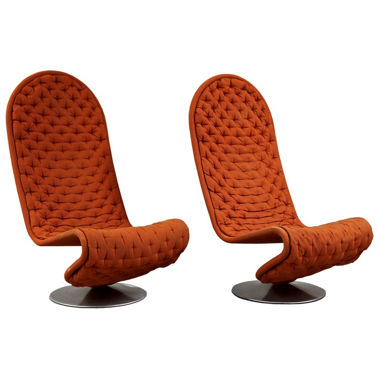 A pair of tall back "System 1-2-3" Lounge chairs
