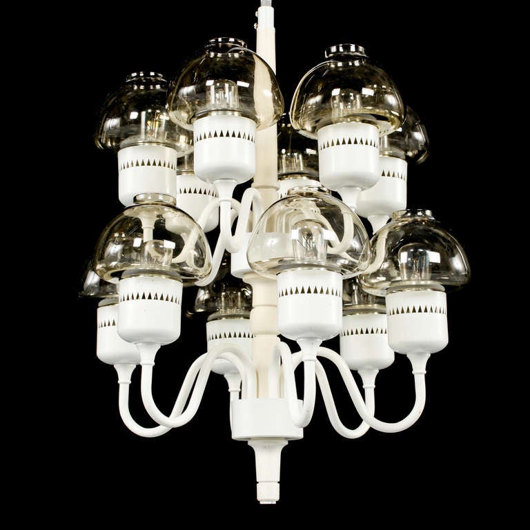 Chandelier by Hans-Agne Jakobsson, Markaryd, Sweden, circa 1960s.
H-136cm.
Existing European wiring, re-wiring available upon request.