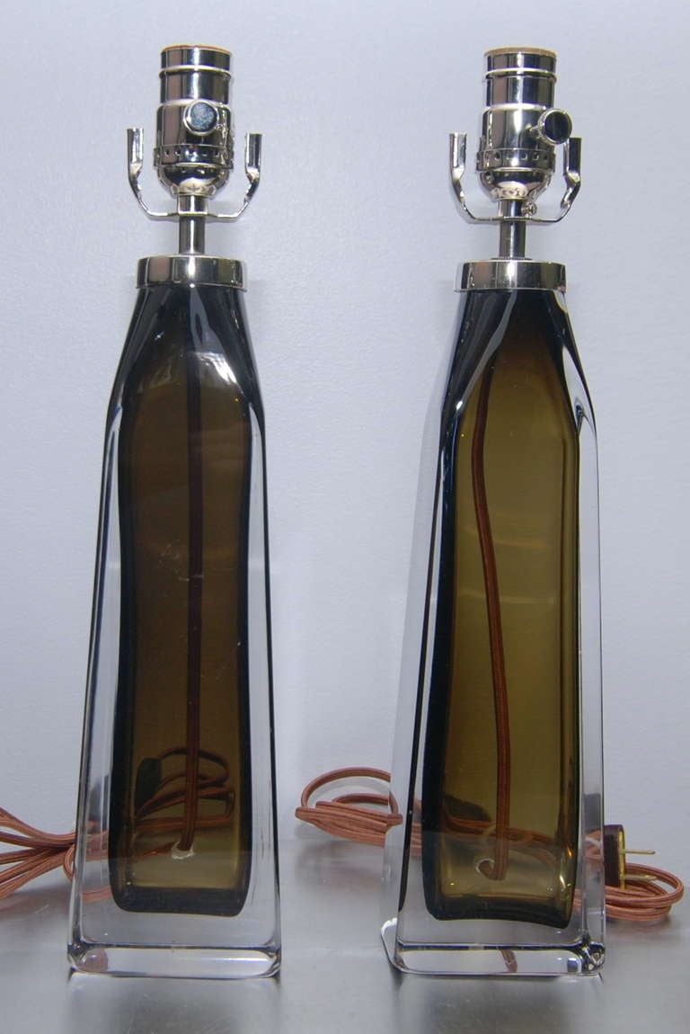 Mid-20th Century Pair of Lamps by Carl Fagerlund for Orrefors For Sale