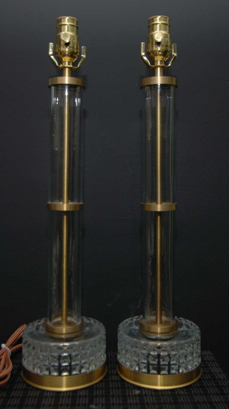 Milieu du XXe siècle Paire de lampes de table d'Orrefors en vente