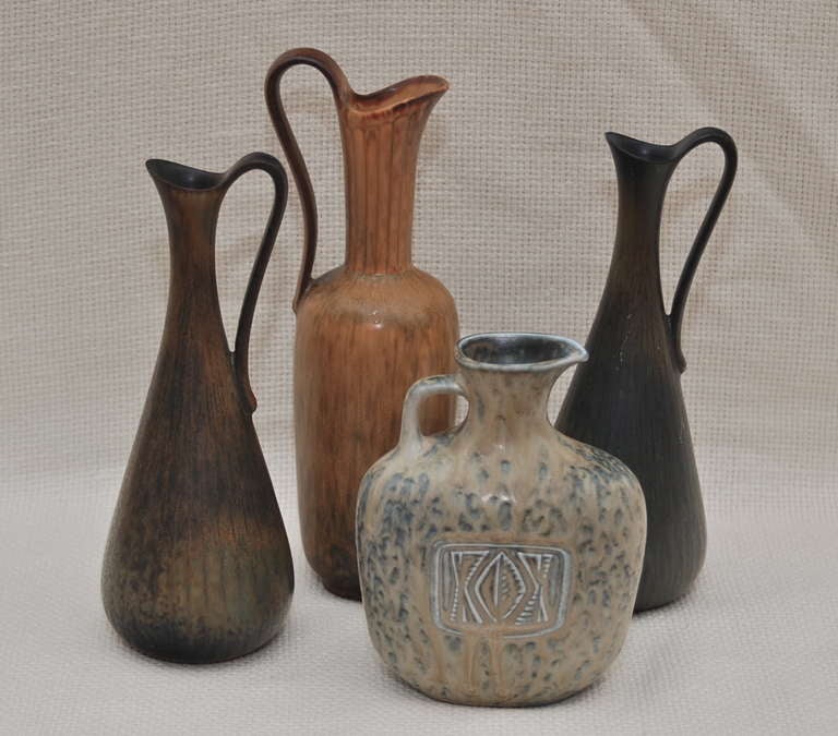 A set of four stoneware vase by Gunnar Nylund for Rostrand, Sweden.
Each signed: GN Sweden ASF
Dimensions: H from 4.5