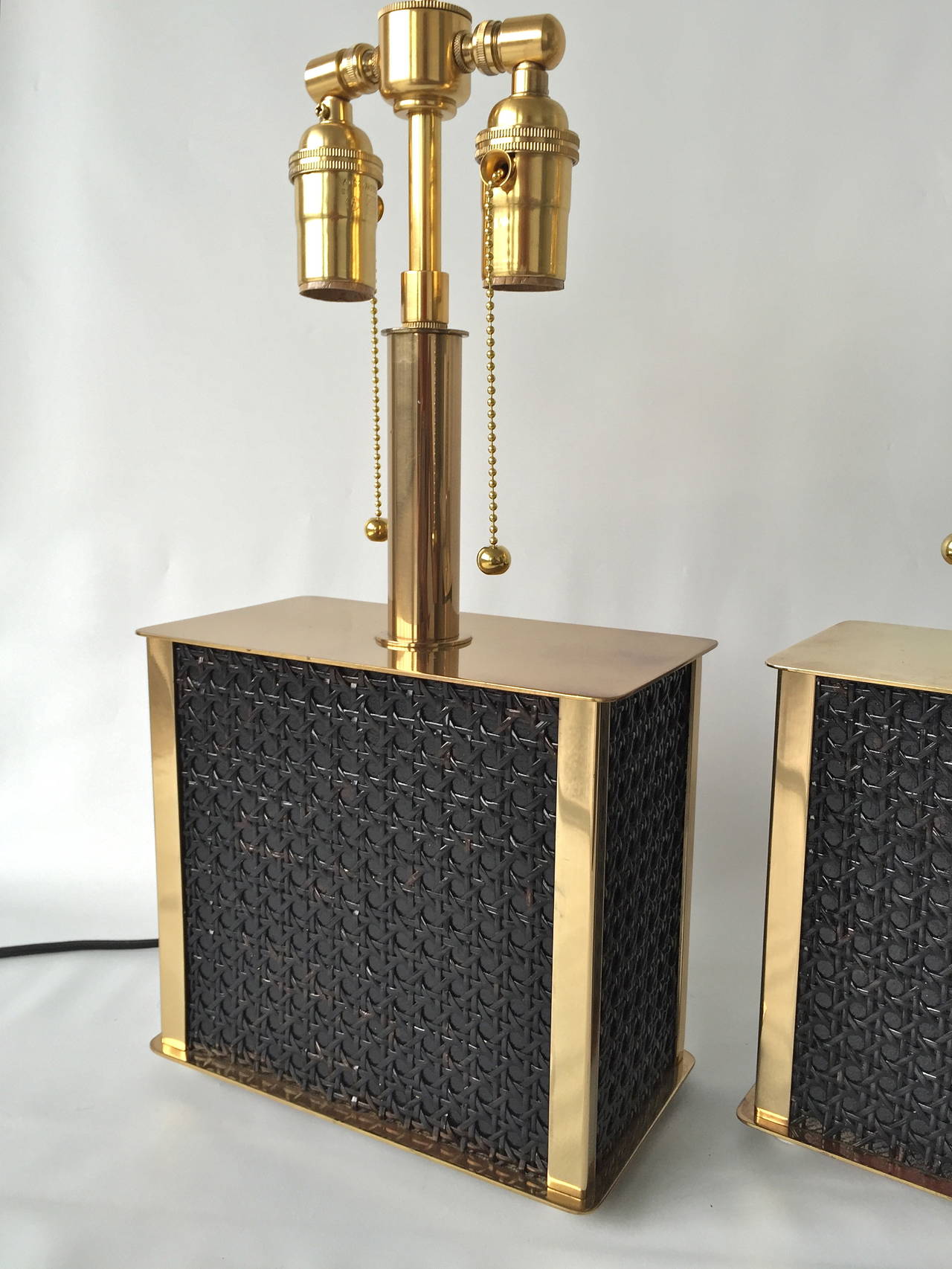 Metal Pair of Swedish Table Lamps For Sale