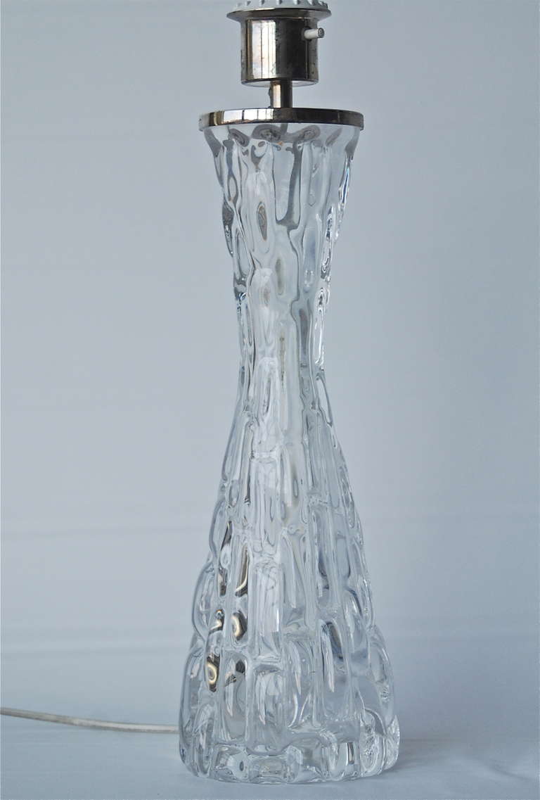 Large table Lamp by Carl Fagerlund for Orrefors, Sweden, circa 1960.

Model RD 1477, Marked by manufacturer.

Glass base height 14,5
