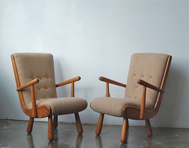 Danish Pair of Scandinavian Armchairs, in the Style of Philip Arctander