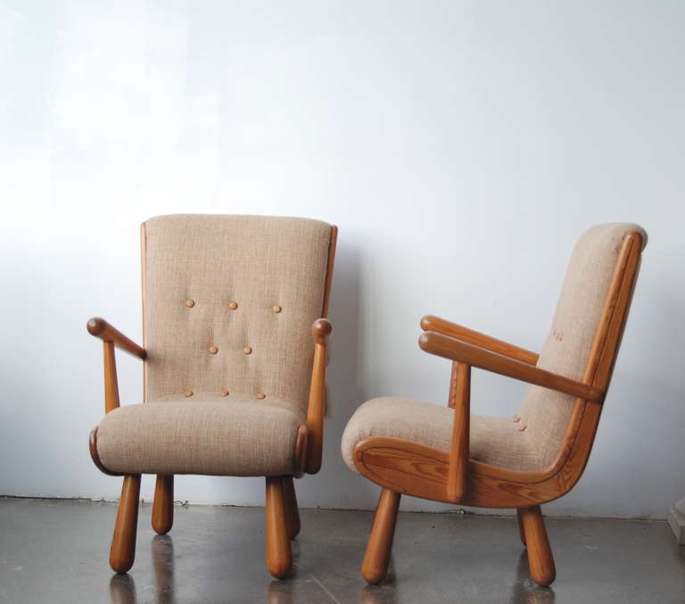 Pair of Scandinavian Armchairs, in the Style of Philip Arctander In Excellent Condition In Long Island City, NY