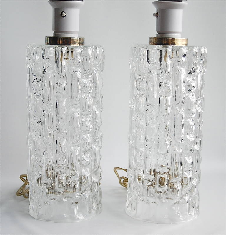 Blown Glass Pair of Swedish Table Lamps For Sale