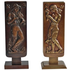 Pair of Bronze Vases by Oscar Antonsson