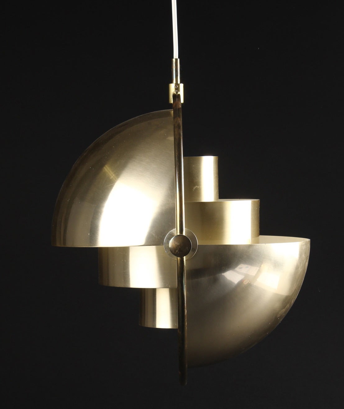 Louis Weisdorf, b. 1932. Multi-light pendant, brass. Produced by Lyfa, labeled accordingly. Measures: (40 cm). 16