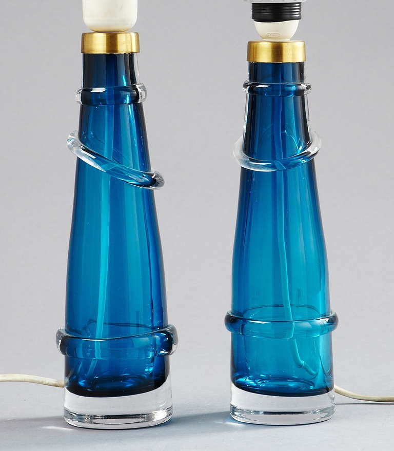 A pair of table lamps by Orrefors.
Marked by manufacturer.
Existing European wiring, rewiring available upon request.