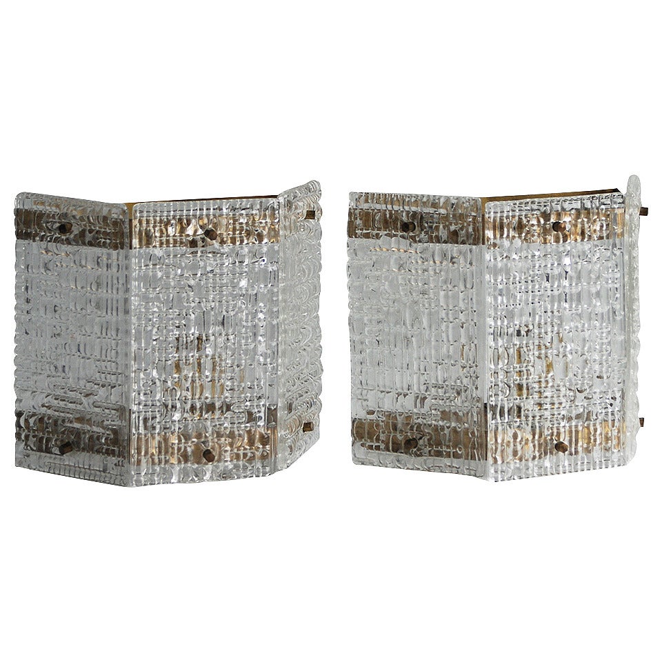 Pair of Wall Lights Attributed to Orrefors For Sale